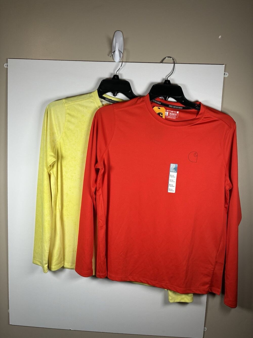 NWT 2 Carhartt Force Sun Defender Women's L Long Sleeve Graphic T-Shirt Yellow
